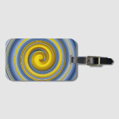 黄色と青のスパイラル ラゲッジタグ (正面横)