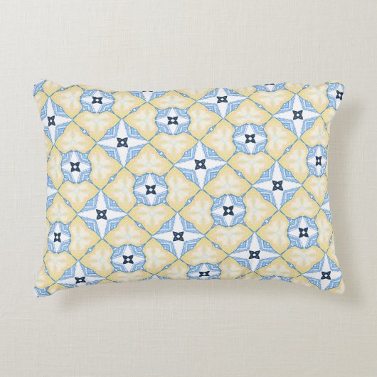 黄色と青のタイル アクセントクッション (正面)