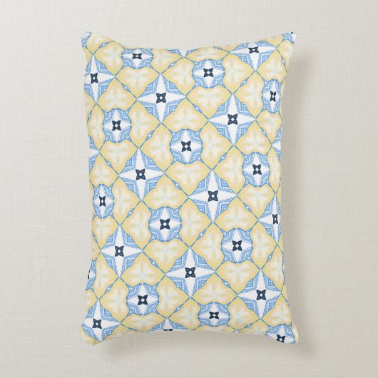黄色と青のタイル アクセントクッション (正面(垂直))