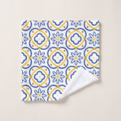 黄色と青のタイ地中海のル バスタオルセット (ウォッシュタオル)