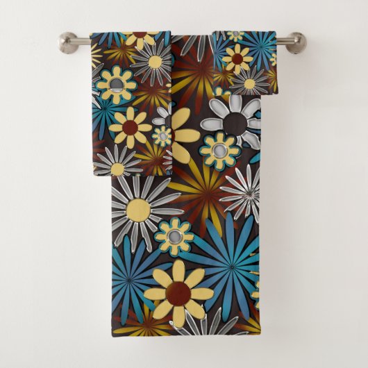 黄色と青のデイジーバスタオルセット バスタオルセット (インサイチュ)