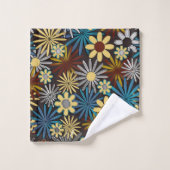 黄色と青のデイジーバスタオルセット バスタオルセット (ウォッシュタオル)