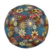 黄色と青のデイジーパターン 野球ボール (裏面)