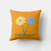 黄色と青のデイジー結婚の花の枕 クッション (裏面)