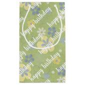 黄色と青のデイジー誕生日 スモールペーパーバッグ (裏面)