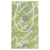 黄色と青のデイジー誕生日 スモールペーパーバッグ (正面)