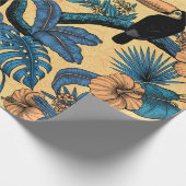 黄色と青のトゥカン庭園 ラッピングペーパー (角)