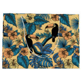 黄色と青のトゥカン庭園 ラージペーパーバッグ (裏面)