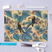 黄色と青のトゥカン庭園 薄葉紙 (クラフト)