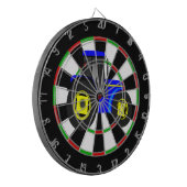 黄色と青のトラクター ダーツボード (正面左)