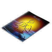 黄色と青のネオンヨガポーズスケッチ ノートブック (左側)