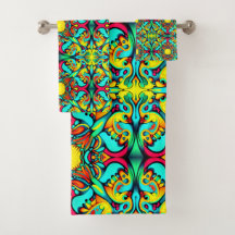 黄色と青のバスタオルセット