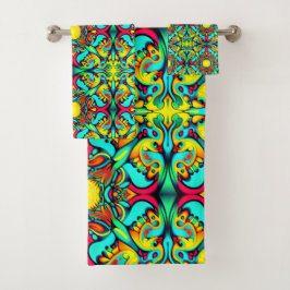 黄色と青のバスタオルセット バスタオルセット