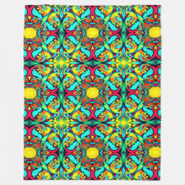 黄色と青のパターン(の模様が)あるフリースブランケット フリースブランケット