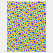 黄色と青のパターン フリースブランケット (正面)