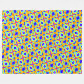 黄色と青のパターン フリースブランケット (正面(横))