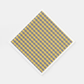 黄色と青のパター市松模様にンデザイン スタンダードランチョンナプキン (角)