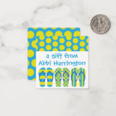 黄色と青のビーチサンダルギフトエンクロージャカード ノートカード (正面/裏面インサイチュ)