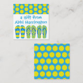 黄色と青のビーチサンダルギフトエンクロージャカード ノートカード (正面/裏面)