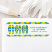 黄色と青のビーチサンダル差出人住所ラベル ラベル (インサイチュ)