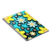 黄色と青のフラワーパワーアート ノートブック (右側)