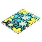 黄色と青のフラワーパワーアート ノートブック (左側)