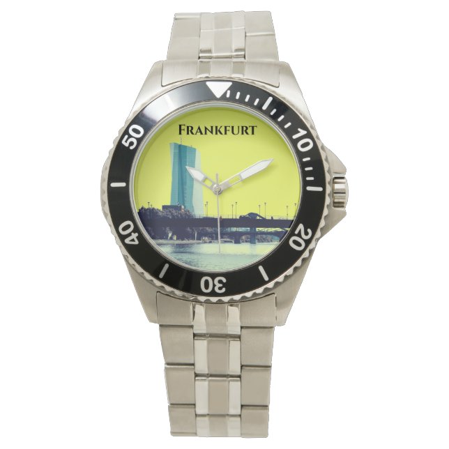 黄色と青のフランクフルトの景色 腕時計 (正面)