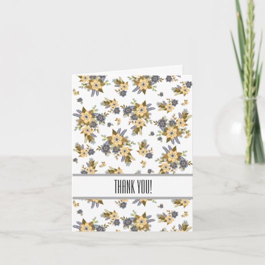 黄色と青のフローラありがとう サンキューカード (正面)