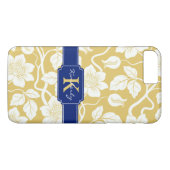 黄色と青のフローラ名/イニシャル Case-Mate iPhoneケース (裏面(横))