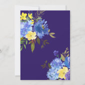 黄色と青のブーケのリハ結婚ーサルディナー 招待状 (裏面)