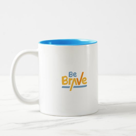 黄色と青のマグカップで勇敢やる気を起こさせるに ツートーンマグカップ (左)