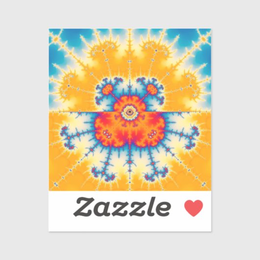 黄色と青のマンデルブロットフラクタル シール (シート)