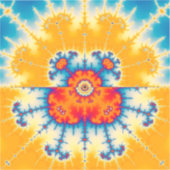 黄色と青のマンデルブロットフラクタル シール (正面)