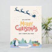 黄色と青のミニマモダンリストのメリークリスマス シーズンカード (スタンド正面)