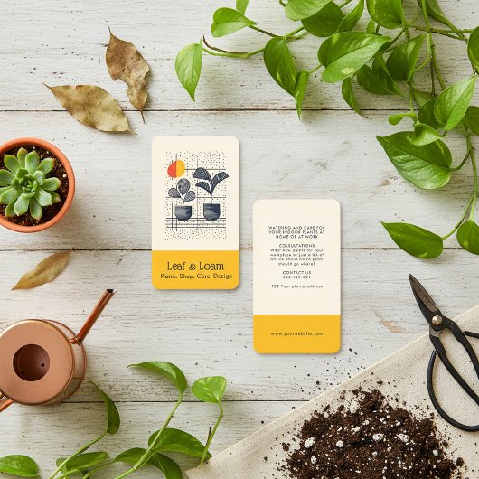 黄色と青のモダン抽象芸術工場 名刺