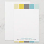 黄色と青のモダン装飾色ブロック 便箋 (正面/裏面)