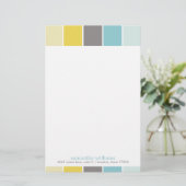 黄色と青のモダン装飾色ブロック 便箋 (スタンド正面)