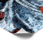 黄色と青のユリの絵モダン ポスター (コーナー)