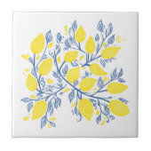 黄色と青のレモンつる植物タイル タイル (正面)