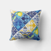 黄色と青のレモンフローラ枕。シチリア人 クッション (裏面)