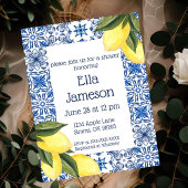 黄色と青のレモン テーマのシャワー招待状 招待状