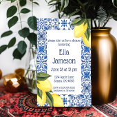 黄色と青のレモン テーマのシャワー招待状 招待状