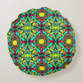 黄色と青の丸い枕 ラウンドクッション (裏面)