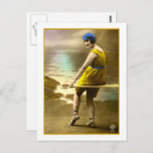 黄色と青の入浴美しい ポストカード (正面/裏面)