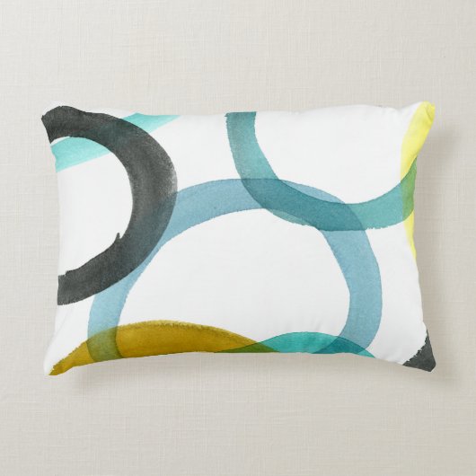 黄色と青の円を連動 アクセントクッション (正面)