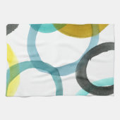黄色と青の円を連動 キッチンタオル (横)