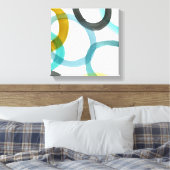 黄色と青の円を連動 キャンバスプリント (インサイチュ (寝室))
