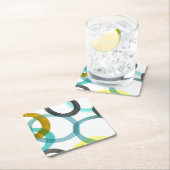 黄色と青の円を連動 スクエアペーパーコースター (インサイチュ)