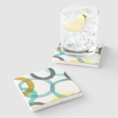 黄色と青の円を連動 ストーンコースター (横)