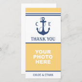 黄色と青の写真航海のありがとう サンキューカード (正面/裏面)